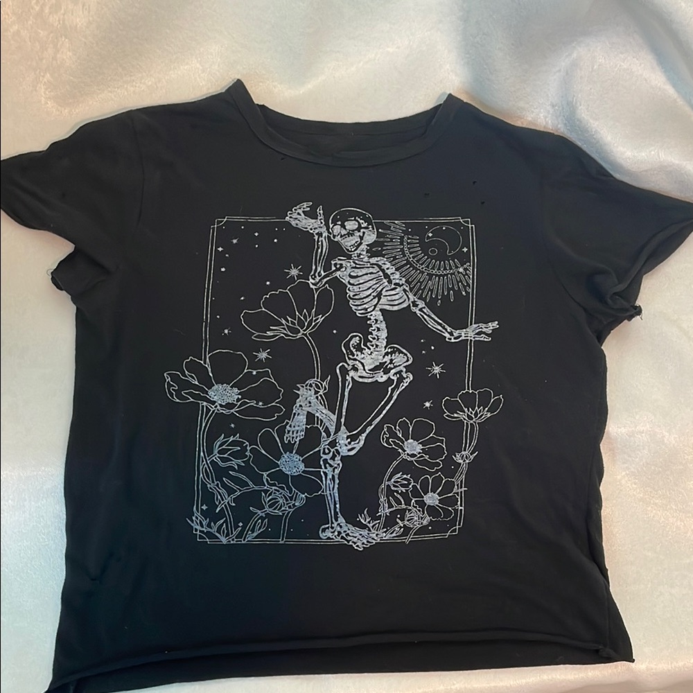 Distressed Skeleton Crop Top